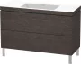 Duravit L-Cube c-bonded alsószekrény Vero Air kerámia mosdóval 120x48 cm, szálcsiszolt sötét tölgy LC6939N7272