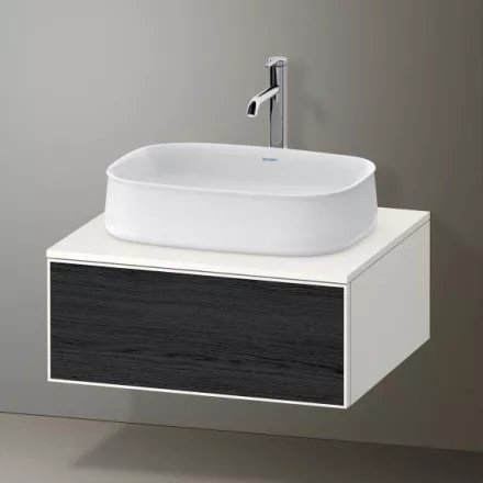 Duravit Zencha alsószekrény 65x55 cm 1 fiókkal, fiókrendező nélkül, fekete tölgy/matt fehér ZE4810016840000