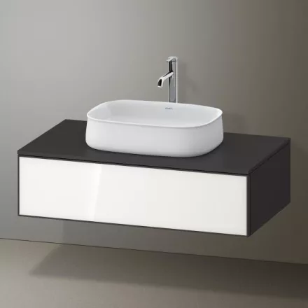 Duravit Zencha fiókos alsószekrény 100, fiókrendező nélkül, fehér üveg/matt grafit ZE4811064800000