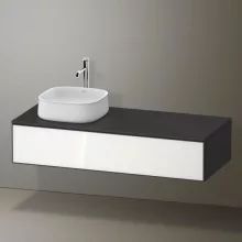   Duravit Zencha balos alsószekrény 130, fiókrendező nélkül, fehér üveg/matt grafit ZE4812L64800000