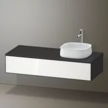   Duravit Zencha jobbos alsószekrény 130, fiókrendező nélkül, fehér üveg/matt grafit ZE4812R64800000