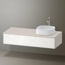   Duravit Zencha jobbos alsószekrény 130, fiókrendező nélkül, fehér üveg/matt taupe ZE4812R64830000