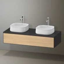   Duravit Zencha fiókos alsószekrény 130, fiókrendező nélkül, natúr tölgy/matt grafit ZE4813B30800000