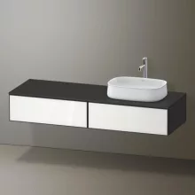   Duravit Zencha jobbos alsószekrény 160, fiókrendező nélkül, fehér üveg/matt grafit ZE4814R64800000