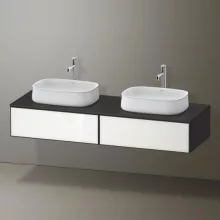   Duravit Zencha fiókos alsószekrény 160, fiókrendező nélkül, fehér üveg/matt grafit ZE4815B64800000
