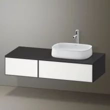   Duravit Zencha jobbos alsószekrény 130, fiókrendező nélkül, fehér üveg/matt grafit ZE4817064800000