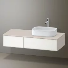   Duravit Zencha jobbos alsószekrény 130, fiókrendező nélkül, fehér üveg/matt taupe ZE4817064830000