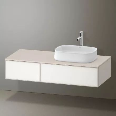 Duravit Zencha jobbos alsószekrény 130, fiókrendező nélkül, fehér üveg/matt taupe ZE4817064830000