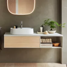   Duravit Zencha balos alsószekrény 130, fiókrendező nélkül, natúr tölgy/matt fehér ZE4818030840000
