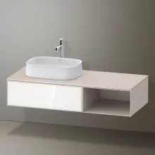   Duravit Zencha balos alsószekrény 130, fiókrendező nélkül, fehér üveg/matt taupe ZE4818064830000