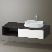   Duravit Zencha jobbos alsószekrény 130, fiókrendező nélkül, fehér üveg/matt grafit ZE4819064800000