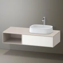   Duravit Zencha jobbos alsószekrény 130, fiókrendező nélkül, fehér üveg/matt taupe ZE4819064830000
