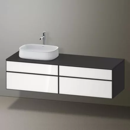 Duravit Zencha balos alsószekrény 160, fiókrendező nélkül, fehér üveg/matt grafit ZE4824L64800000