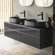   Duravit Zencha fiókos alsószekrény 160, fiókrendező nélkül, strukturált fekete/matt grafit ZE4825B63800000