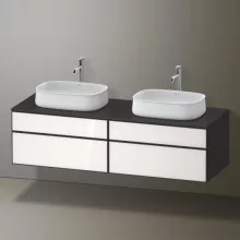   Duravit Zencha fiókos alsószekrény 160, fiókrendező nélkül, fehér üveg/matt grafit ZE4825B64800000