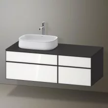   Duravit Zencha balos alsószekrény 130, fiókrendező nélkül, fehér üveg/matt grafit ZE4826064800000