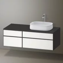   Duravit Zencha jobbos alsószekrény 130, fiókrendező nélkül, fehér üveg/matt grafit ZE4827064800000