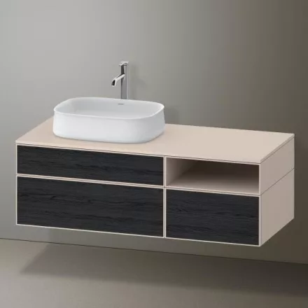 Duravit Zencha balos alsószekrény 130, fiókrendező nélkül, fekete tölgy/matt taupe ZE4828016830000