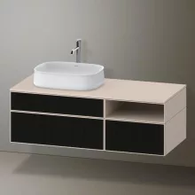   Duravit Zencha balos alsószekrény 130, fiókrendező nélkül, strukturált fekete/matt taupe ZE4828063830000