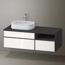   Duravit Zencha balos alsószekrény 130, fiókrendező nélkül, fehér üveg/matt grafit ZE4828064800000