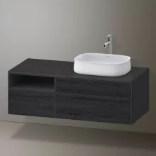   Duravit Zencha jobbos alsószekrény 130, fiókrendező nélkül, fekete tölgy/matt grafit ZE4829016800000
