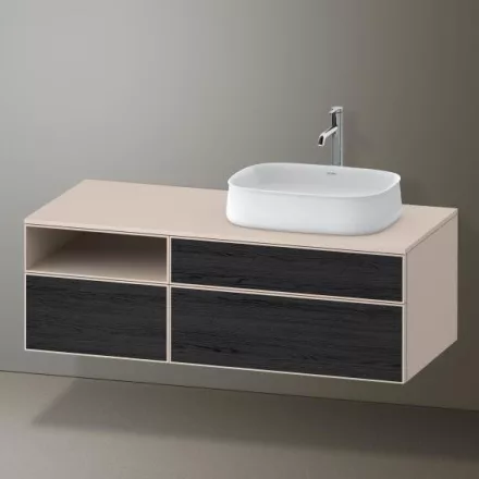 Duravit Zencha jobbos alsószekrény 130, fiókrendező nélkül, fekete tölgy/matt taupe ZE4829016830000
