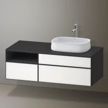   Duravit Zencha jobbos alsószekrény 130, fiókrendező nélkül, fehér üveg/matt grafit ZE4829064800000