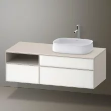   Duravit Zencha jobbos alsószekrény 130, fiókrendező nélkül, fehér üveg/matt taupe ZE4829064830000