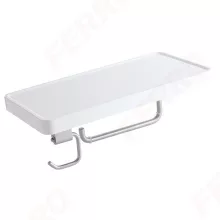   Ferro Emotion WC-papír tartó polccal és akasztóval, króm/fehér 65540.1