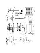 Ferro Algeo Square falon belüli zuhanyszett BAQ7P-SET1-S
