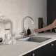 Ferro Filtrata álló konyhai csaptelep vízszűrő-csatlakozással és forgatható kifolyóval, króm kivitelben.