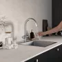 Ferro Filtrata álló konyhai csaptelep vízszűrő-csatlakozással és forgatható kifolyóval, króm kivitelben.