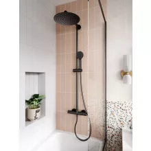   Ferro Trevi zuhanyrendszer termosztátos csapteleppel, fekete NP75-TRV7U-BL