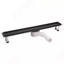   Ferro rozsdamentes, burkolható zuhanyfolyóka polírozott ráccsal 80 cm, matt fekete OLP1-80-BL