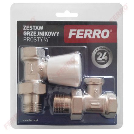 EGYEDI ÁR Ferro egyenes radiátorszelep szett ZGB01