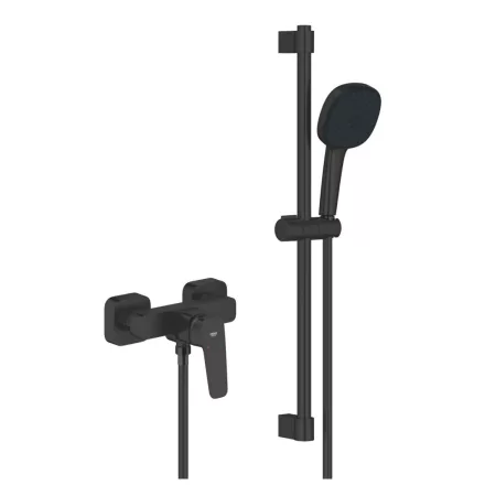 Grohe Cubeo falon kívüli zuhanycsaptelep Tempesta Cube 110 zuhanysín készlettel, matt fekete 1018252430