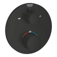   Grohe Grohtherm Termosztátos kád keverő 2 kimenethez, beépített elzáró/váltó szeleppel, matt fekete 1022102430