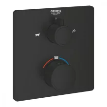   Grohe Grohtherm Termosztátos kád keverő 2 kimenethez, beépített elzáró/váltó szeleppel, matt fekete 1022112430