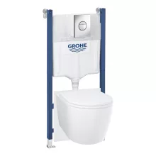 Grohe Solido Compact 5 az 1-ben WC szett tartállyal, fali WC-vel és króm nyomólappal