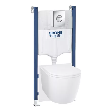 Grohe Solido Compact 5 az 1-ben WC szett tartállyal, fali WC-vel és króm nyomólappal