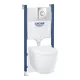 Grohe Solido Compact 5 az 1-ben WC szett tartállyal, fali WC-vel és króm nyomólappal