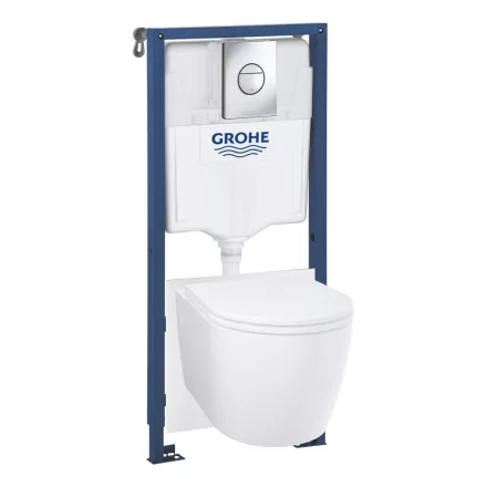 Grohe Solido Compact 5 az 1-ben WC-szett tartállyal, fali WC-vel, króm nyomólappal 103846SH00