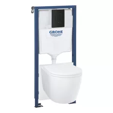  Grohe Solido Compact 5 az 1-ben WC-szett tartállyal, fali WC-vel, matt fekete nyomólappal 103847SH00