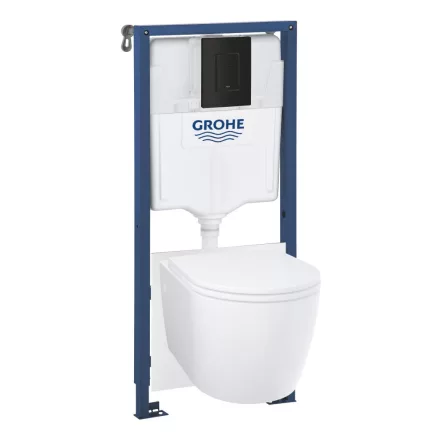Grohe Solido Compact 5 az 1-ben WC-szett tartállyal, fali WC-vel, matt fekete nyomólappal 103847SH00
