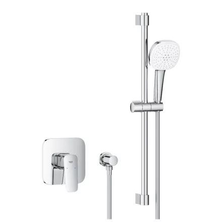 Grohe Cubeo falba süllyesztett zuhanycsaptelep Tempesta Cube 110 zuhanysín készlettel, króm 1053350000
