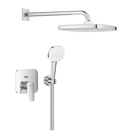 Grohe Cubeo falba süllyesztett két funkciós zuhanyrendszer Tempesta 250 fejzuhannyal és zuhanyszettel, króm 1053360000