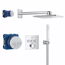 GROHE QuickFix Precision SmartControl falsík alatti szögletes termosztátos zuhanyrendszer, króm 1072460000