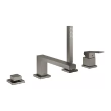   Grohe Eurocube 4 lyukú kádperemre szerelhető kádcsaptelep zuhanyszettel, szálcsiszolt grafit 19897AL1