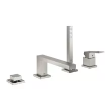   Grohe Eurocube 4 lyukú kádperemre szerelhető kádcsaptelep zuhanyszettel, rozsdamentes acél hatású 19897DC1