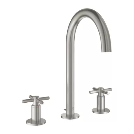 Grohe Atrio 3-lyukas mosdócsaptelep L-es méret, húzórudas leeresztővel, rozsdamentes acél hatású 20643DC0